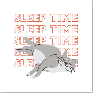 Sleep Time Cat White Posters and Art